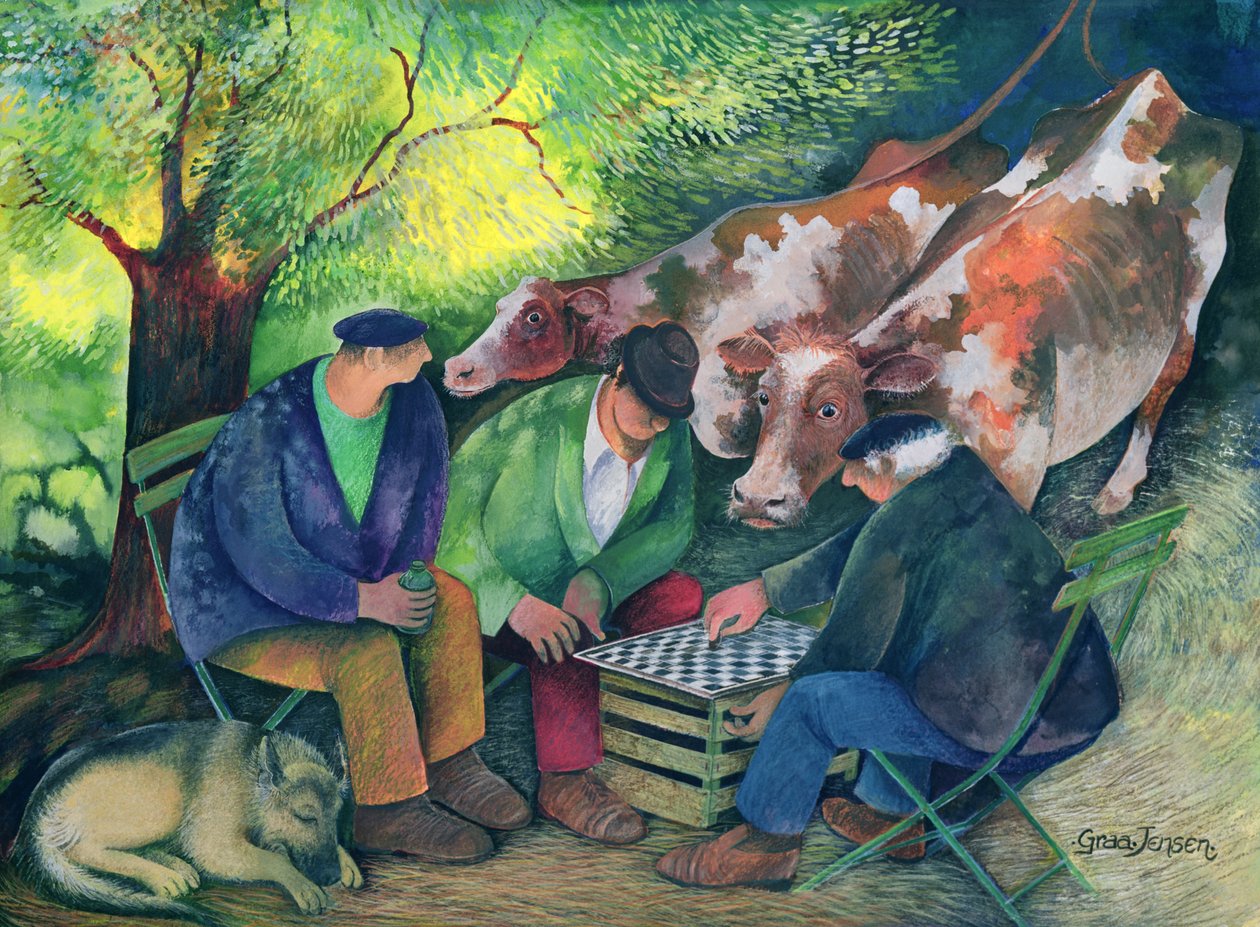 Prodejci krav (wc a kvaš na papíře) od Lisa Graa Jensen