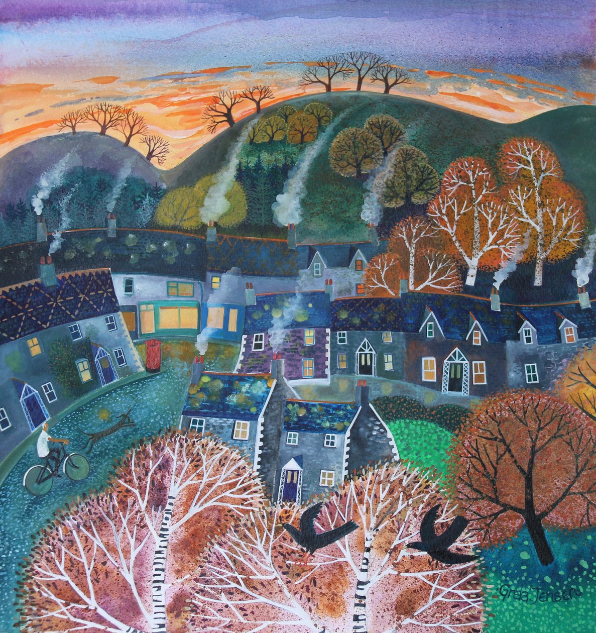Early Start, 2016, (akrylové inkousty na papíře) od Lisa Graa Jensen