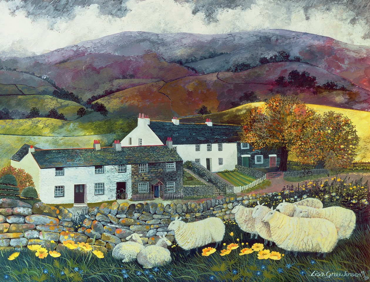 Sheep Country, 1988 (wc, kvaš) od Lisa Graa Jensen
