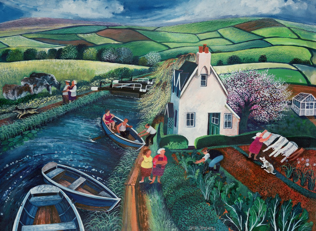 St Catherines Lock (inkoust a kvaš na papíře) od Lisa Graa Jensen