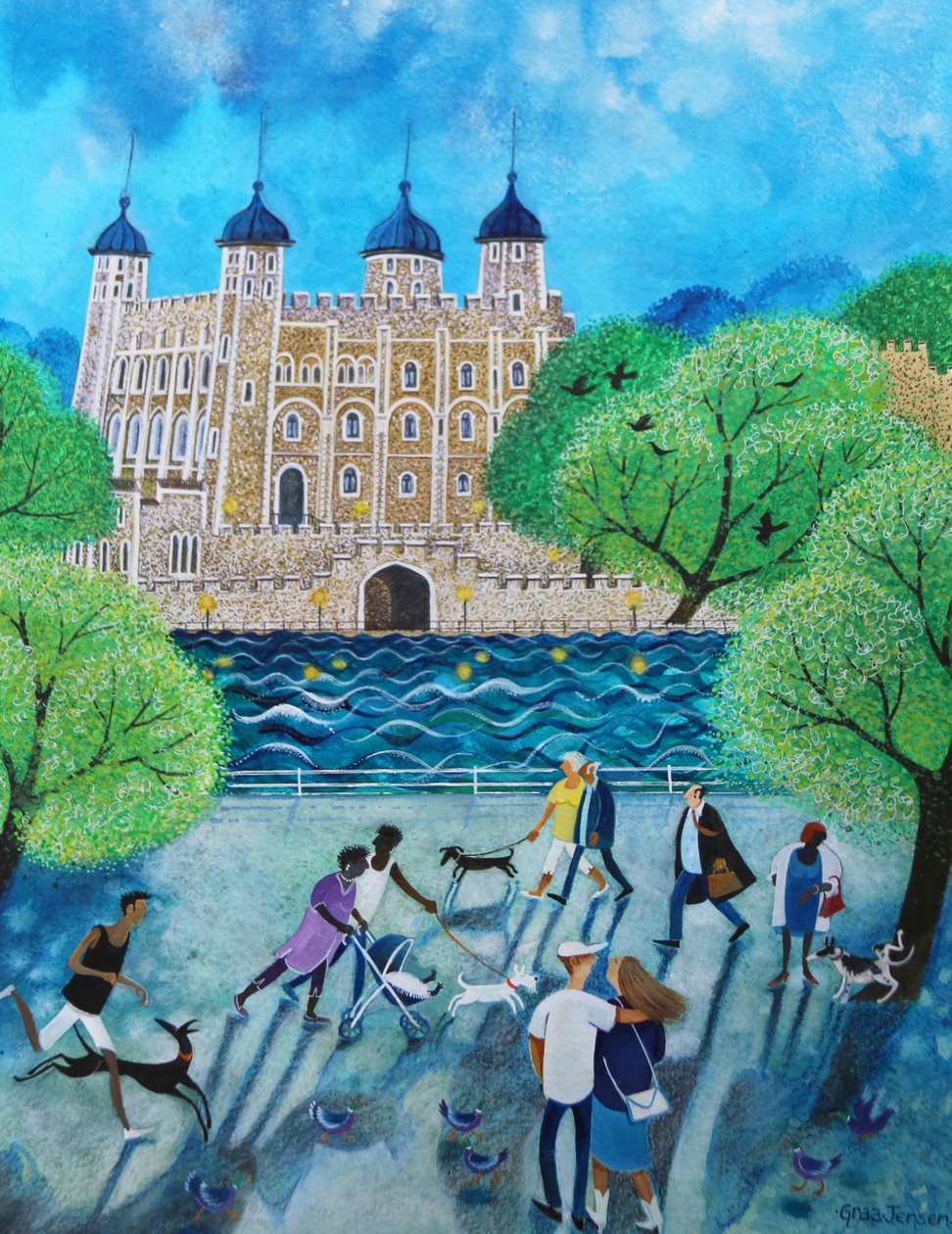Tower of London 2018 (akryl na papíře) od Lisa Graa Jensen