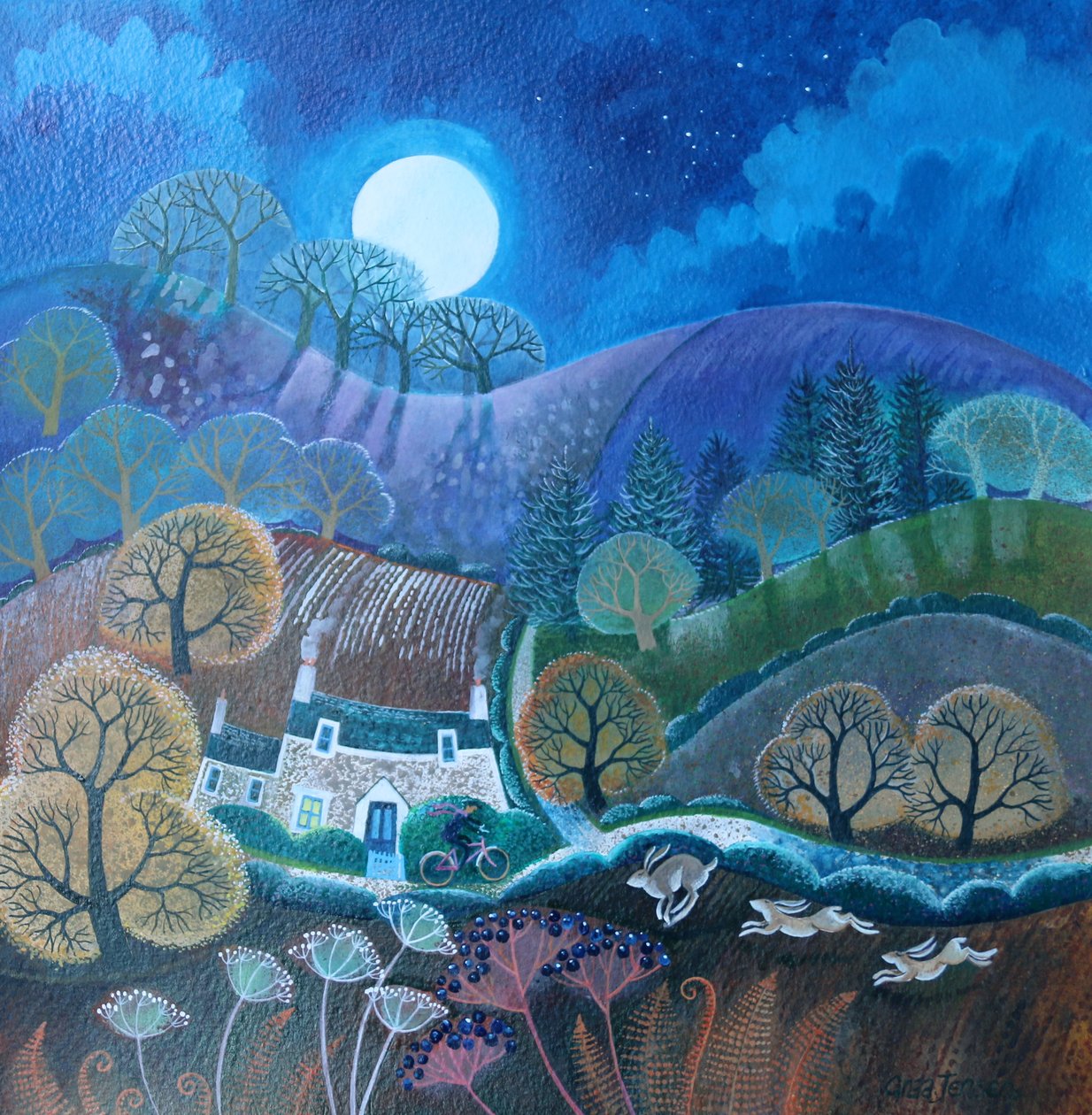 First Frost, 2017, (akrylové inkousty na papíře) od Lisa Graa Jensen