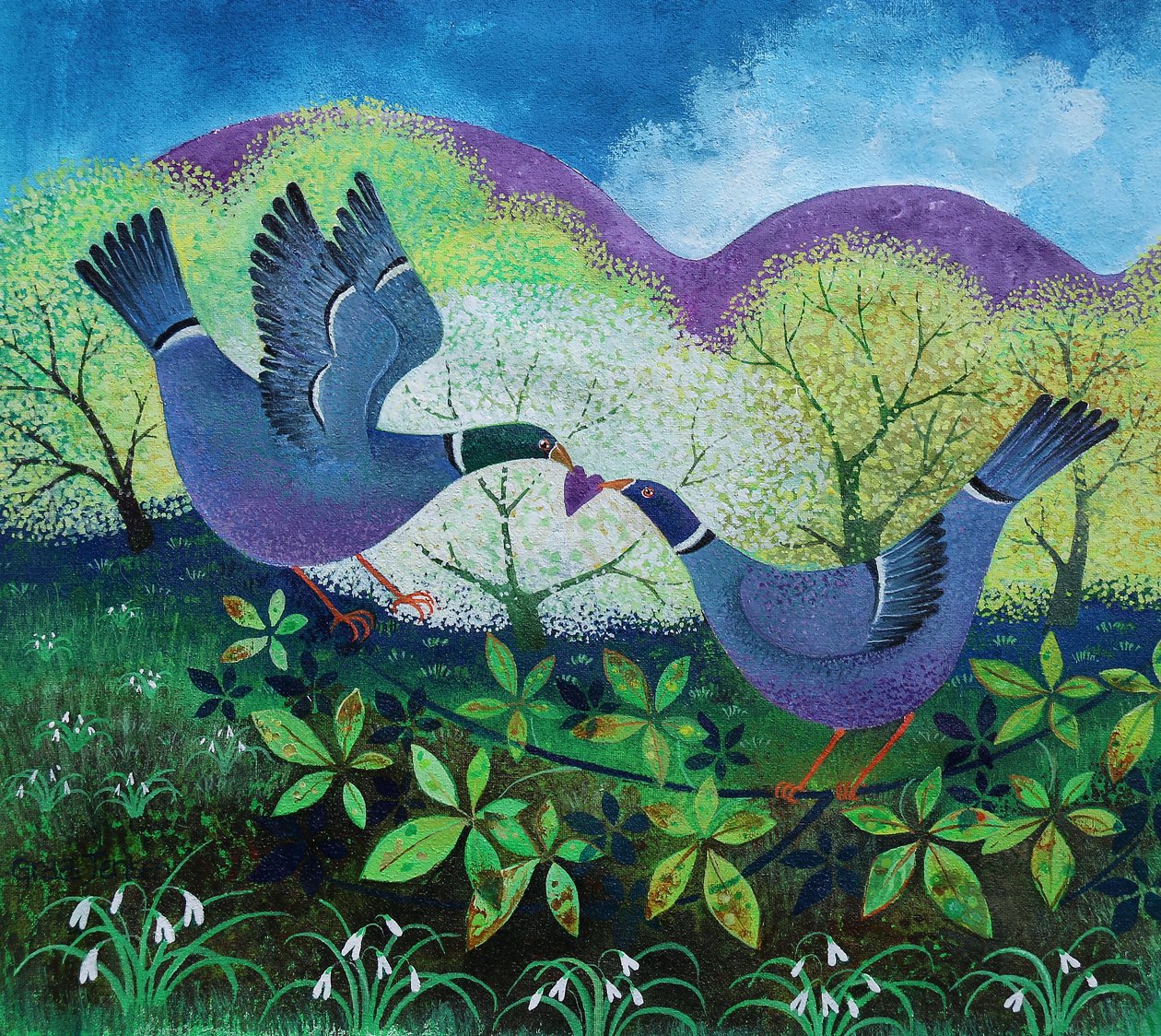 Love Birds, 2020, (akryl na papíře) od Lisa Graa Jensen