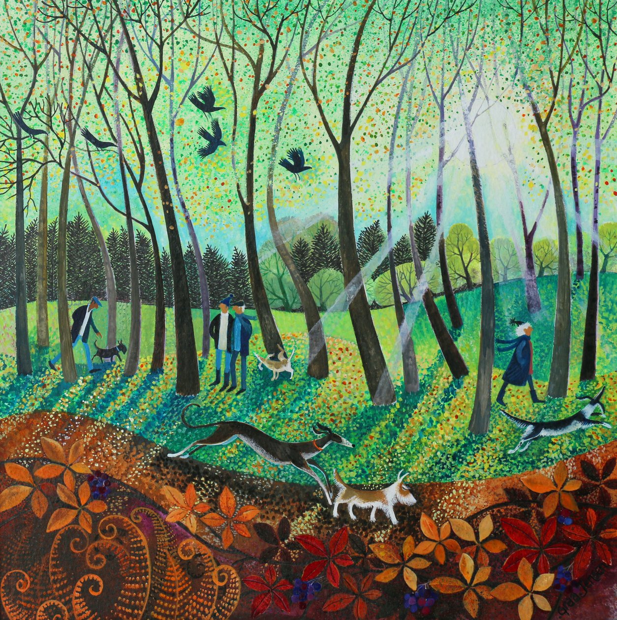 Ranní paprsky, 2016, (akrylové barvy na papíře) od Lisa Graa Jensen