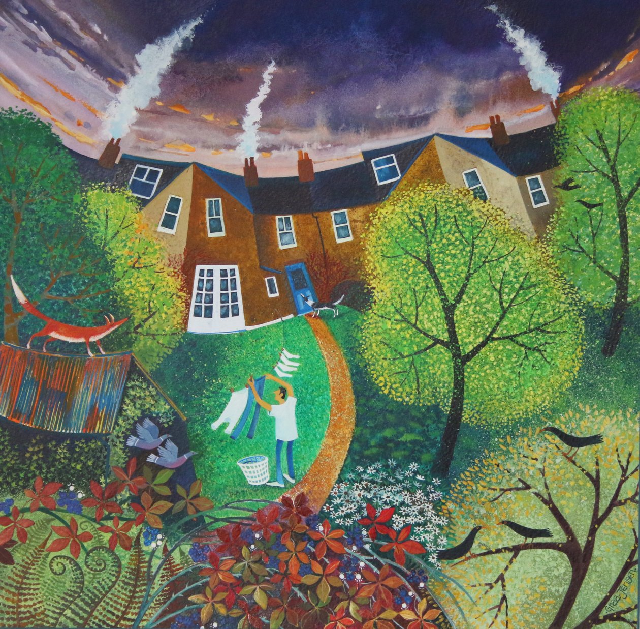 Mr. Foxs Garden, 2016, (akrylové inkousty na papíře) od Lisa Graa Jensen
