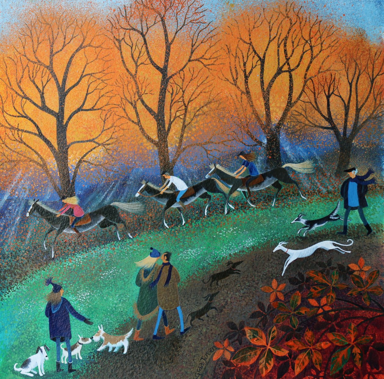 Poníci on the Common, 2017, (akrylové inkousty na papíře) od Lisa Graa Jensen