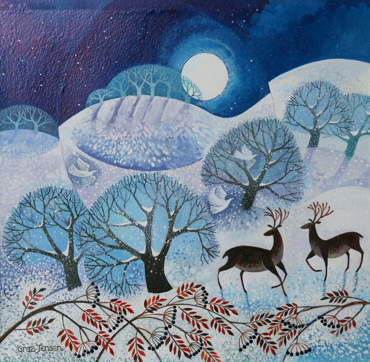 Snowy Land, 2017, (akrylové inkousty na papíře) od Lisa Graa Jensen