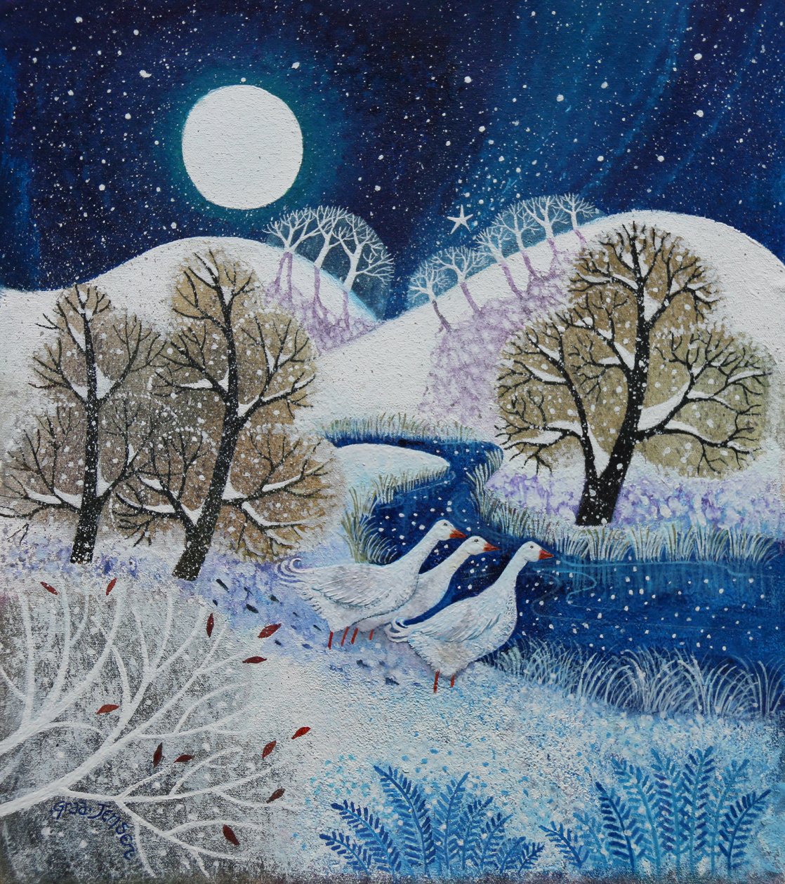 Snowy Silence, 2021, (akryl na plátně) od Lisa Graa Jensen