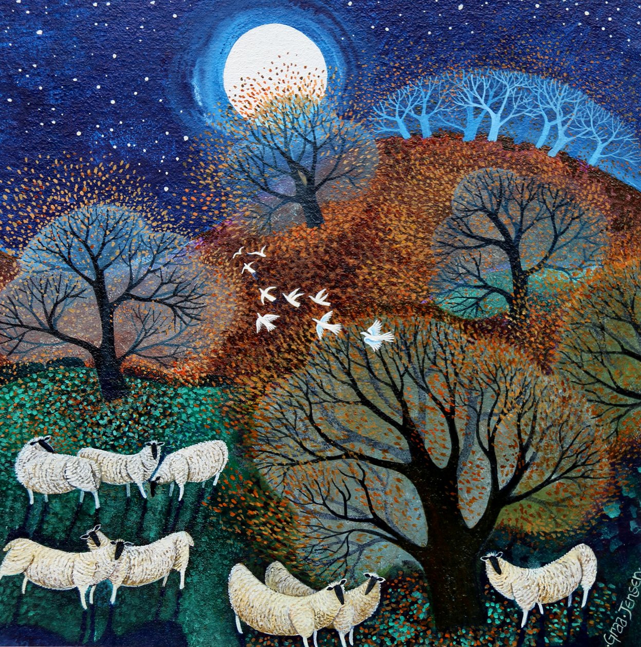 Windy Sheep, 2022 (akryl na plátně) od Lisa Graa Jensen
