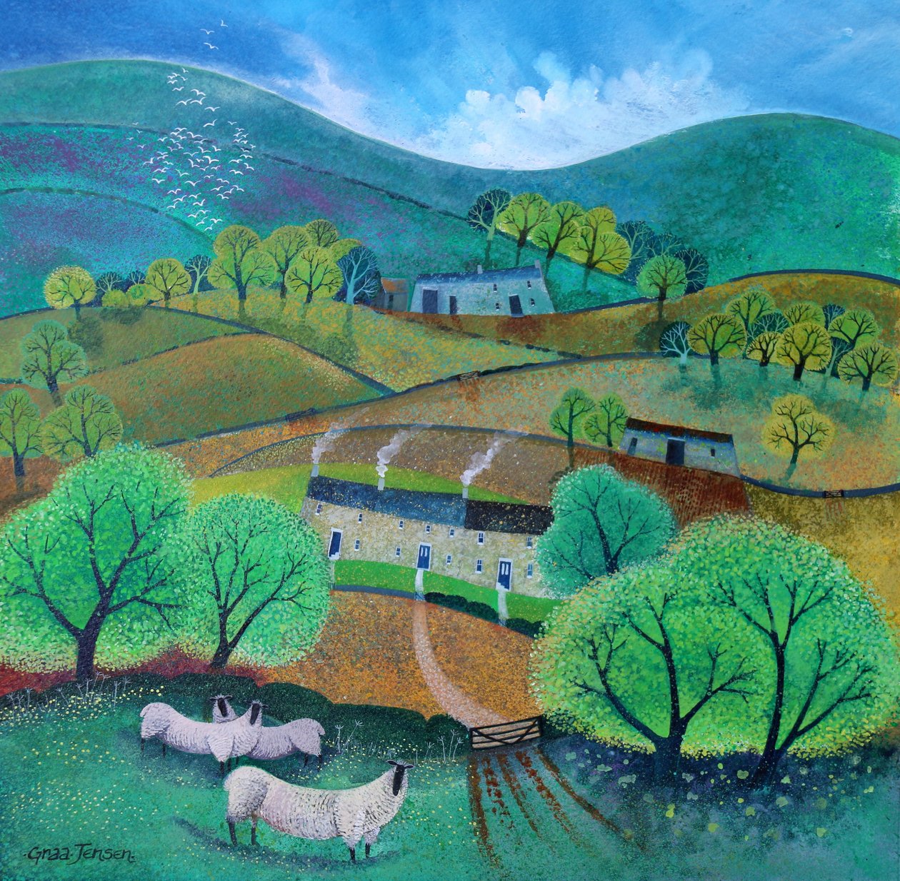 Yorkshire Dales 2016 (akrylové barvy na papíře) od Lisa Graa Jensen