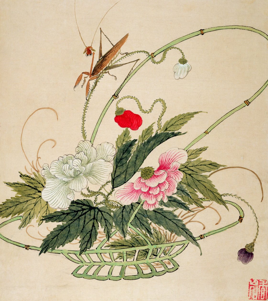 Jeden ze série obrazů květin a hmyzu, konec 19. století od Liu Hua