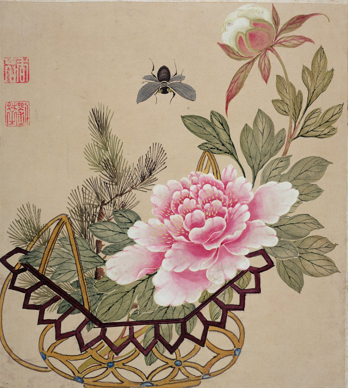 Jeden ze série obrazů květin a hmyzu, konec 19. století od Liu Hua