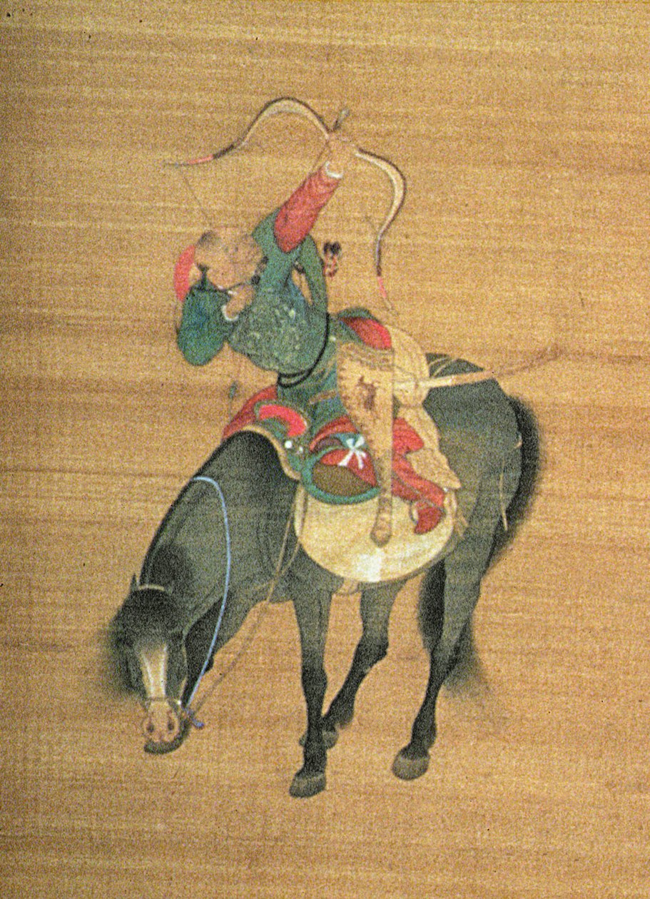 Kublajchán (1214-94) Lov (detail), dynastie Yuan (inkoust a barva na hedvábí) (viz 150417) od Liu Kuan tao