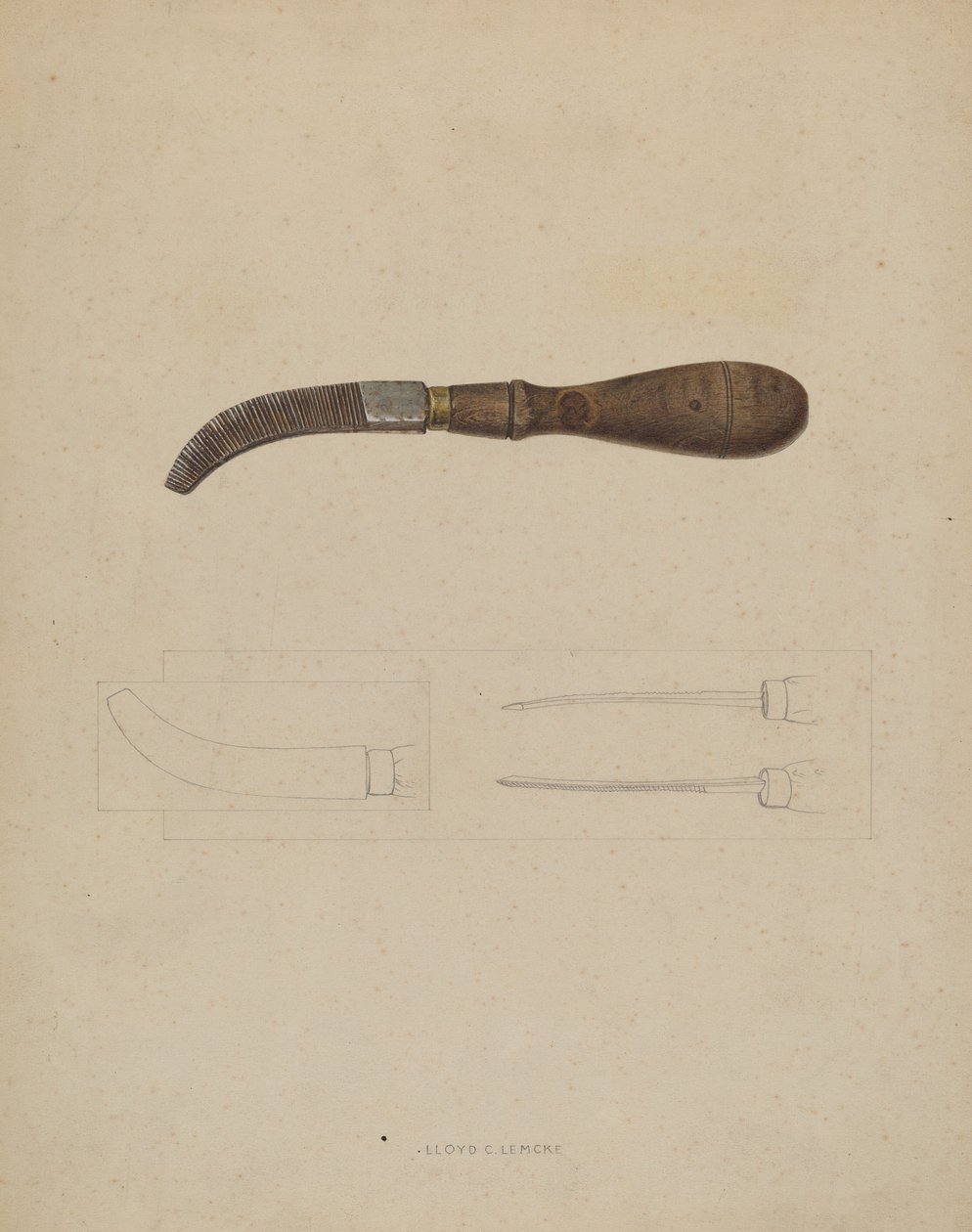 Dřevěný kolíkový pilník, c. 1937. od Lloyd Charles Lemcke