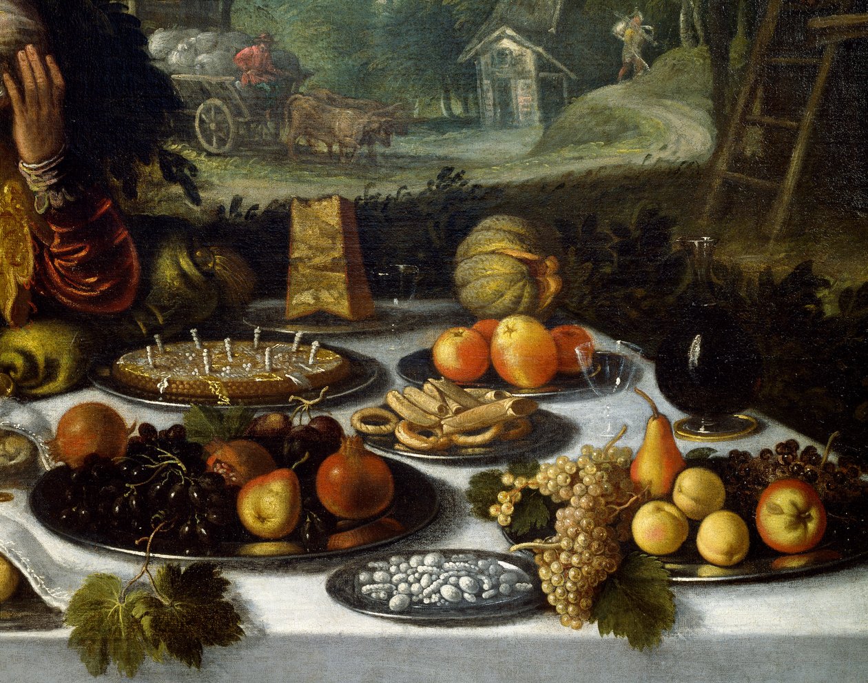 Prostírání stolu, detail z Vanity of Wealth od Lodewijka Toeputa (cca 1550-cca 1605) od Lodewijk Toeput