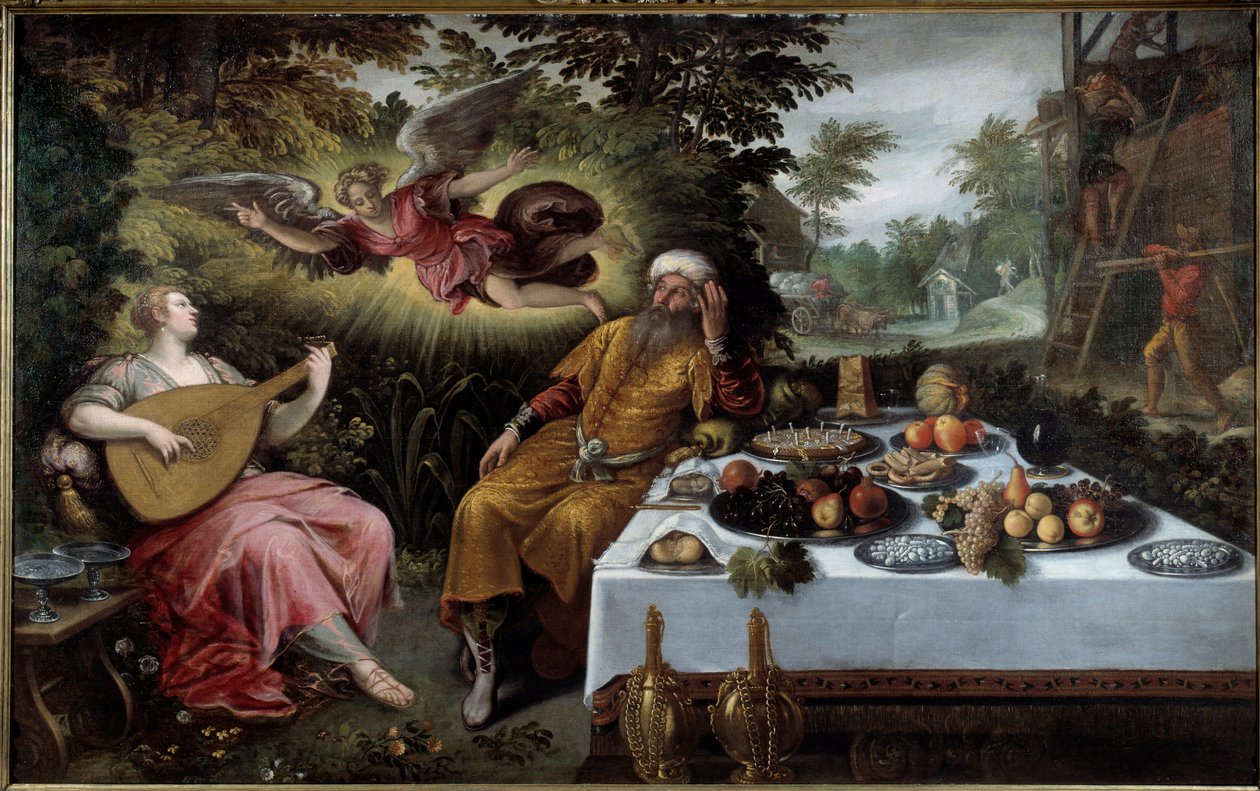 Marnost nad bohatstvím nebo melankolická bída. Obraz Ludovica Pozzoseratta (1550-1610) od Lodewijk Toeput
