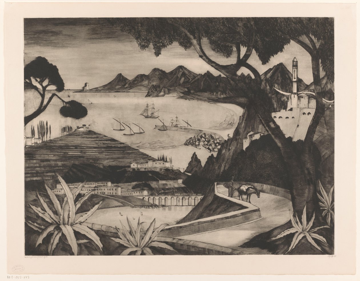 Horská krajina se zálivem na Korsice La Corse (původní název) od Lodewijk Schelfhout (signed by artist)