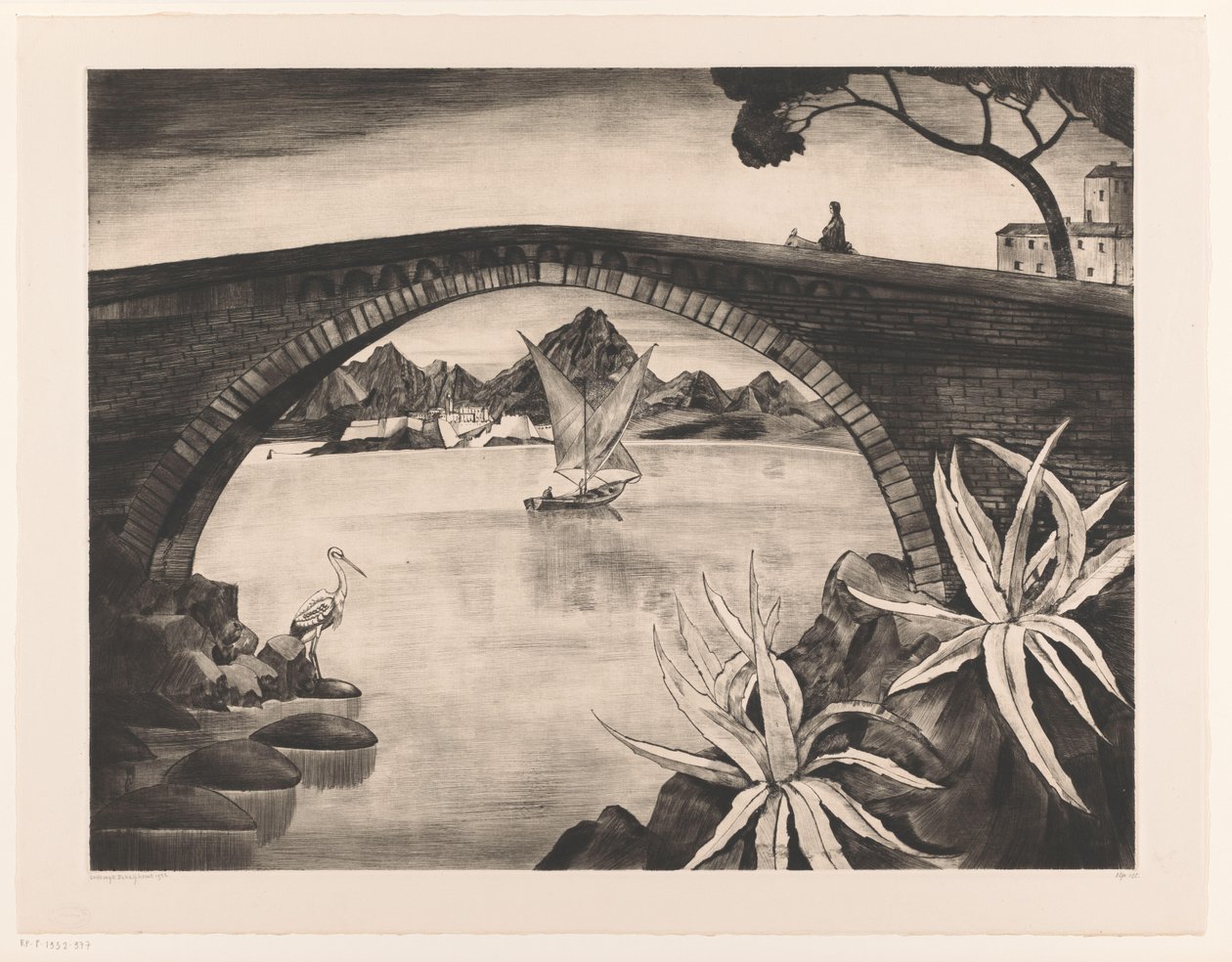 Obloukový most na Korsice Le Grand Pont Corse (původní název) od Lodewijk Schelfhout (signed by artist)