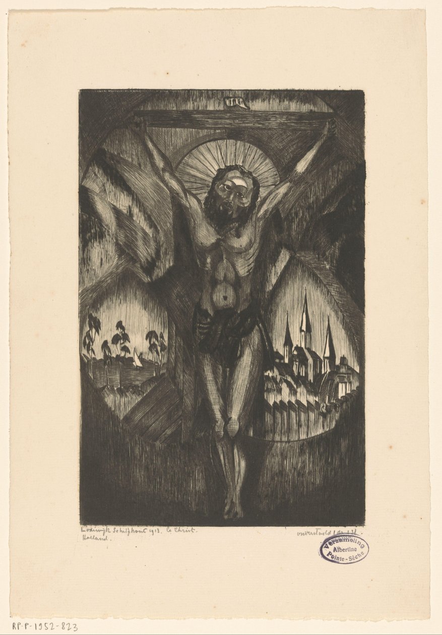Kristus na kříži Le Christ I (původní název na objektu) od Lodewijk Schelfhout (signed by artist)