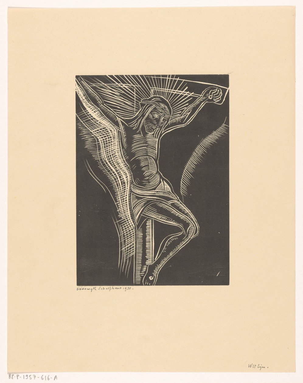 Kristus na kříži od Lodewijk Schelfhout (signed by artist)
