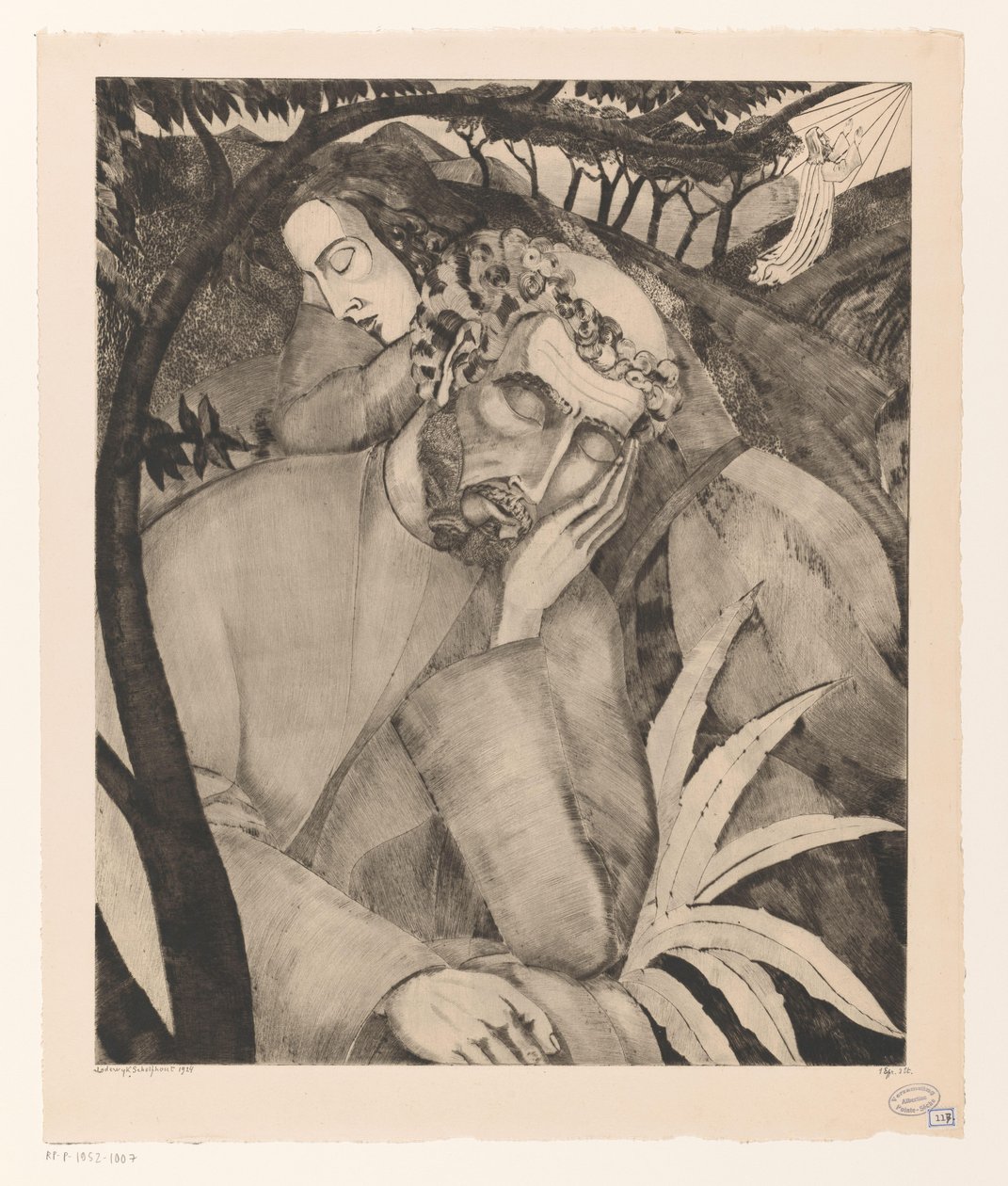 Kristus na hoře Olivetské Dans le Jardin des Oliviers (původní název) od Lodewijk Schelfhout (signed by artist)