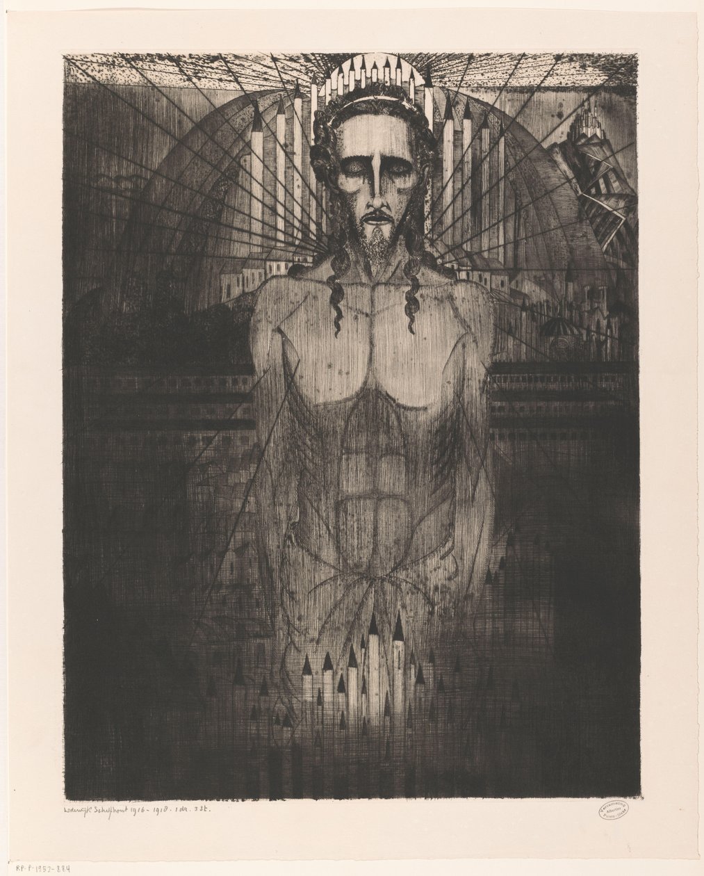 Kristus uprostřed katedrál Les Cathédrales (původní název) od Lodewijk Schelfhout (signed by artist)
