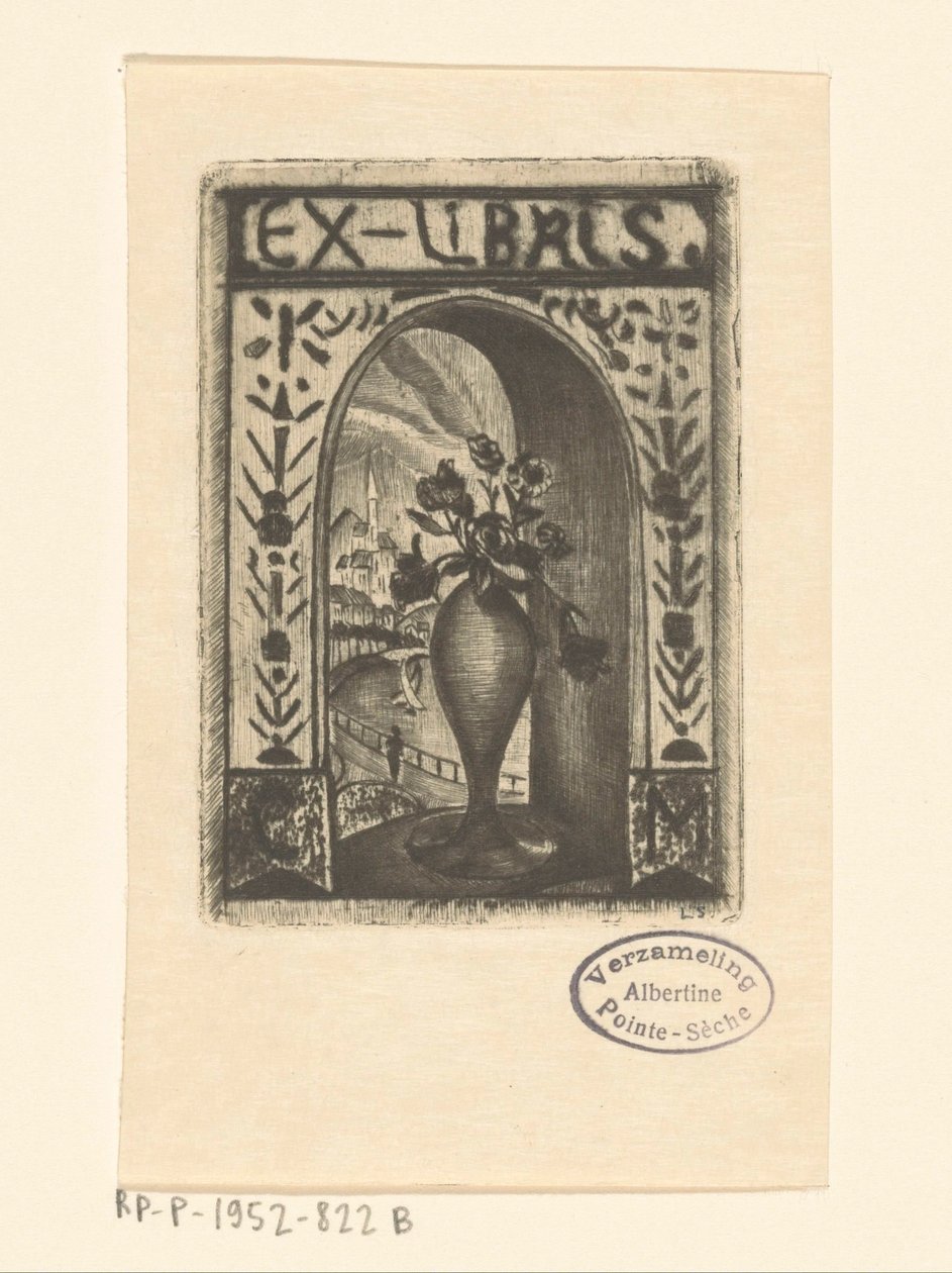 Ex libris C. van der Meulena od Lodewijk Schelfhout (signed by artist)