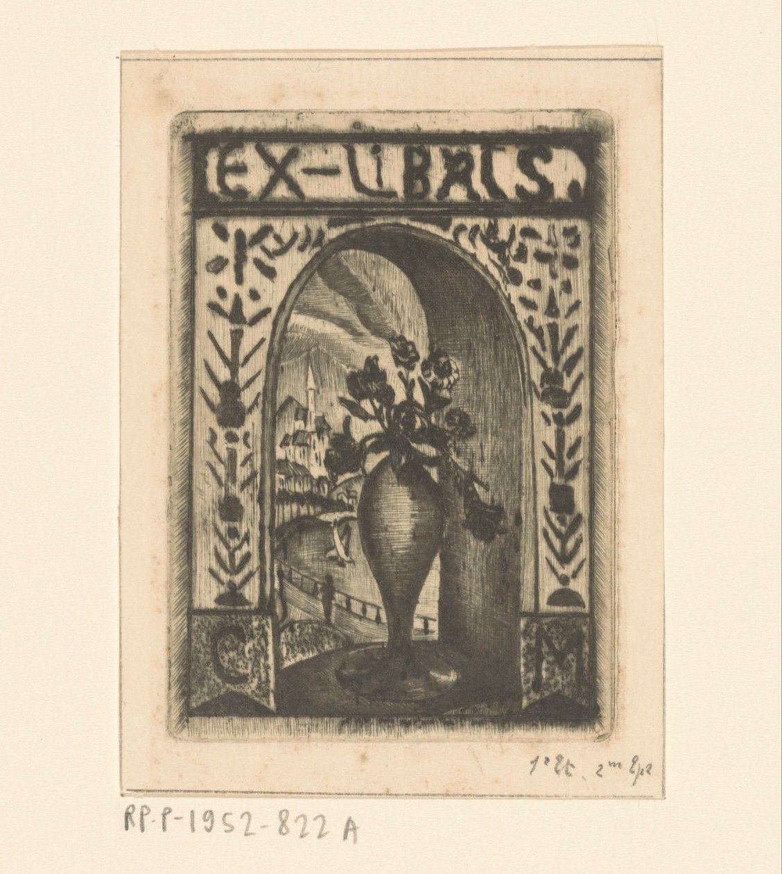 Ex libris C. van der Meulena od Lodewijk Schelfhout (signed by artist)