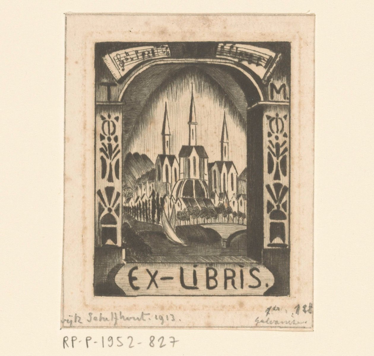 Ex libris T. Mengelberga od Lodewijk Schelfhout (signed by artist)
