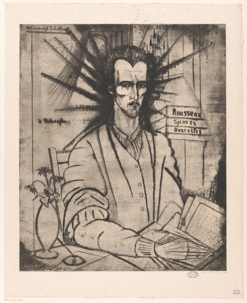 Filosoof Le Philosophe (původní název na objektu) od Lodewijk Schelfhout (signed by artist)