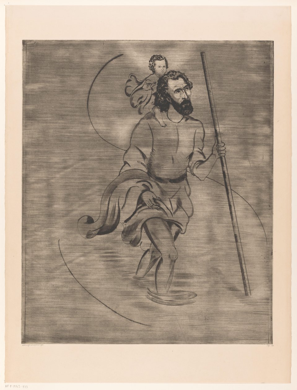 Svatý Kryštof s Ježíškem Saint Christophe (původní název) od Lodewijk Schelfhout (signed by artist)