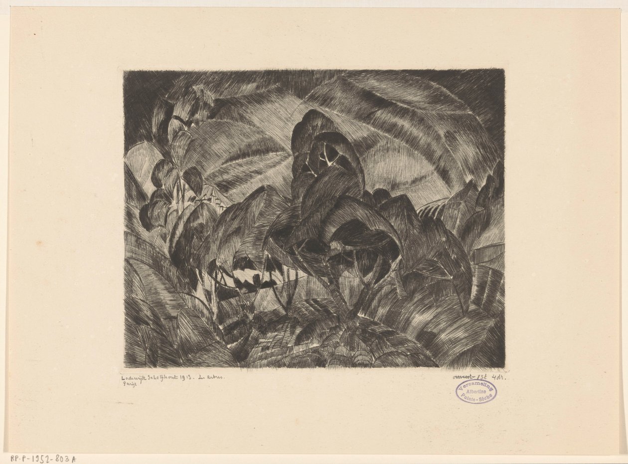 Kopcovitá krajina se stromy Les Arbres (původní název na objektu) od Lodewijk Schelfhout (signed by artist)