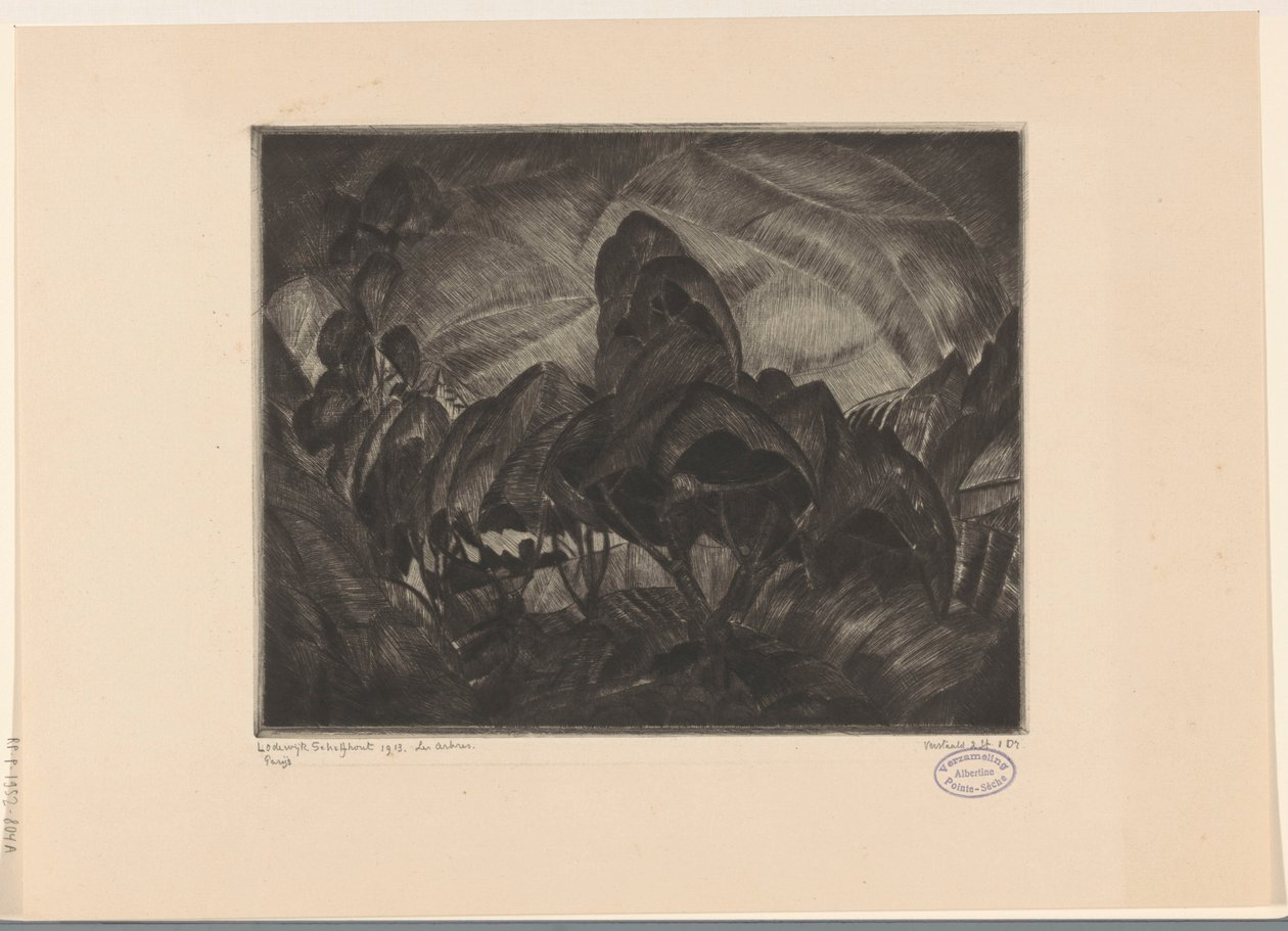Kopcovitá krajina se stromy Les Arbres (původní název na objektu) od Lodewijk Schelfhout (signed by artist)