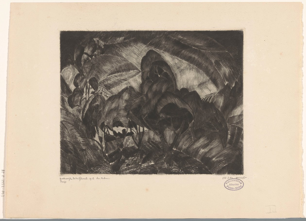 Kopcovitá krajina se stromy Les Arbres (původní název na objektu) od Lodewijk Schelfhout (signed by artist)