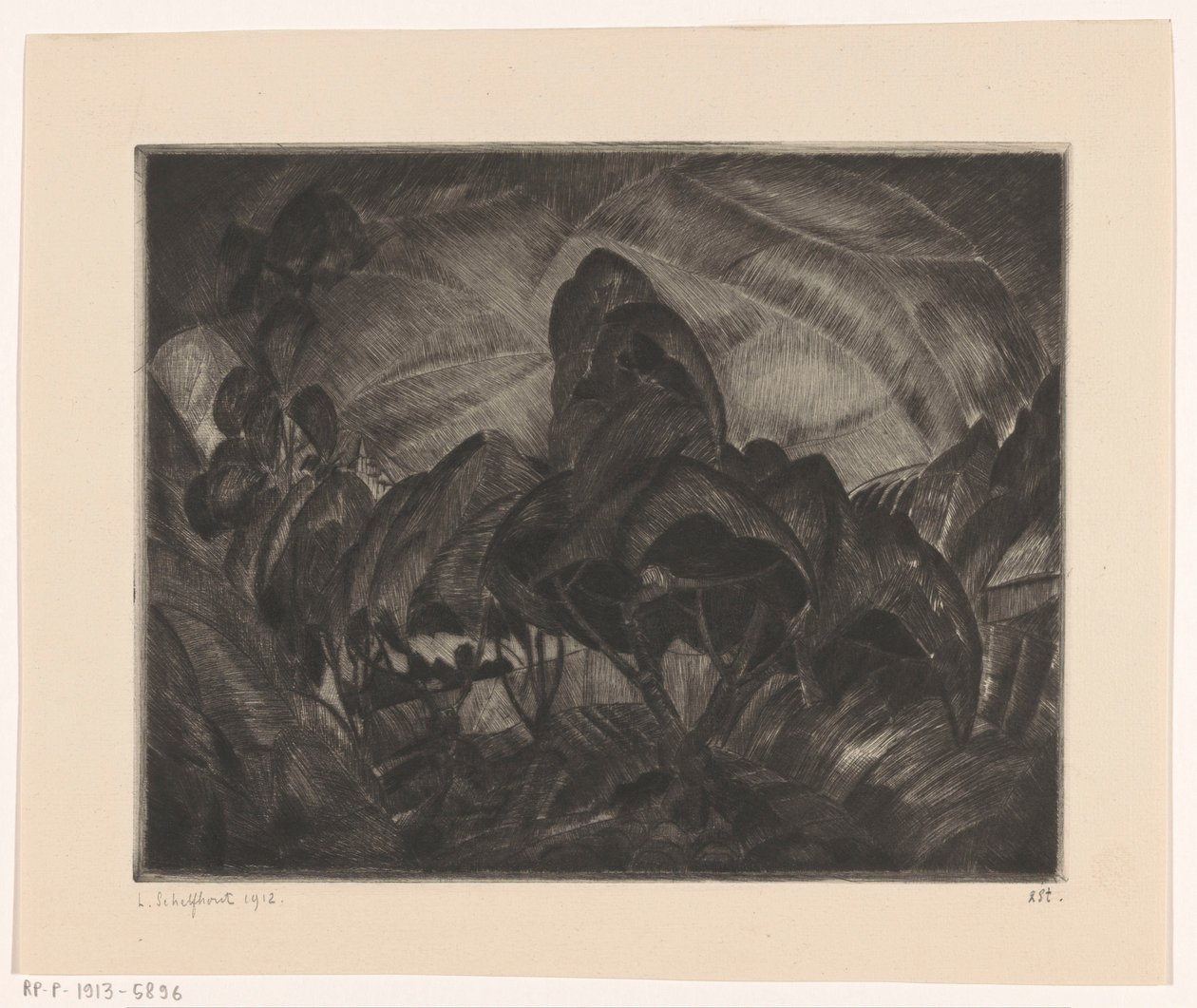 Kopcovitá krajina se stromy Les Arbres (původní název na objektu) od Lodewijk Schelfhout (signed by artist)