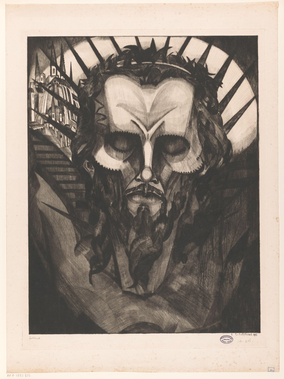 Hlava Kristova Tête de Christ I (původní název) od Lodewijk Schelfhout (signed by artist)