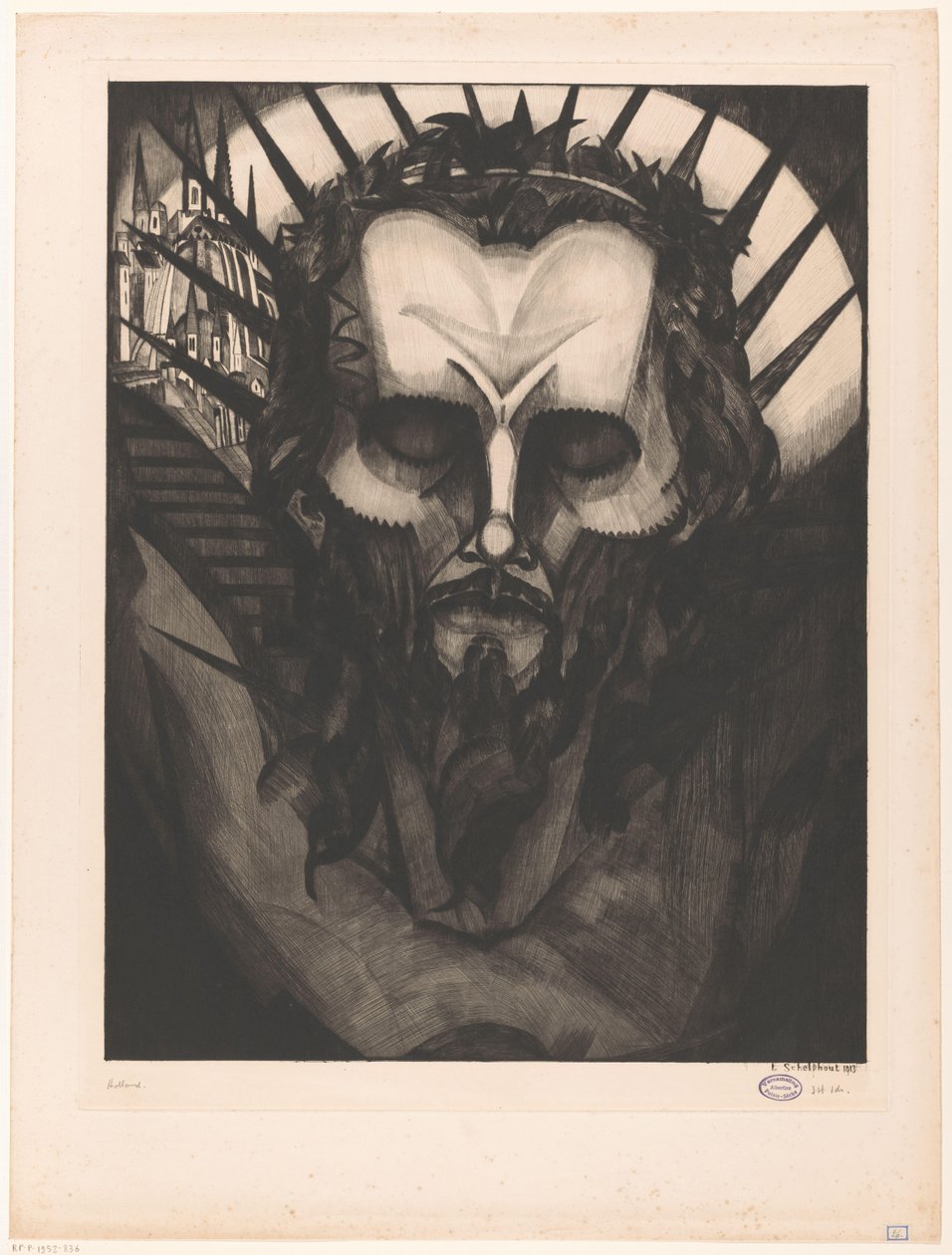 Hlava Kristova Tête de Christ I (původní název) od Lodewijk Schelfhout (signed by artist)