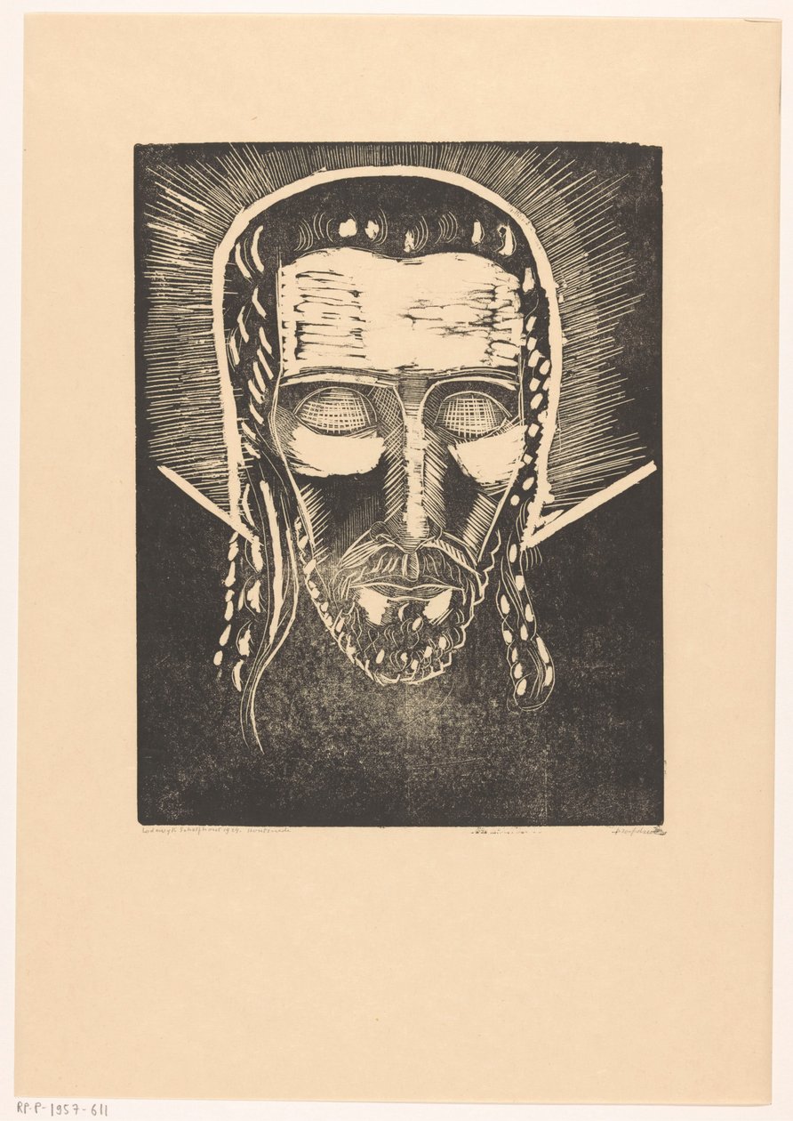 Hlava Krista se svatozáří od Lodewijk Schelfhout (signed by artist)