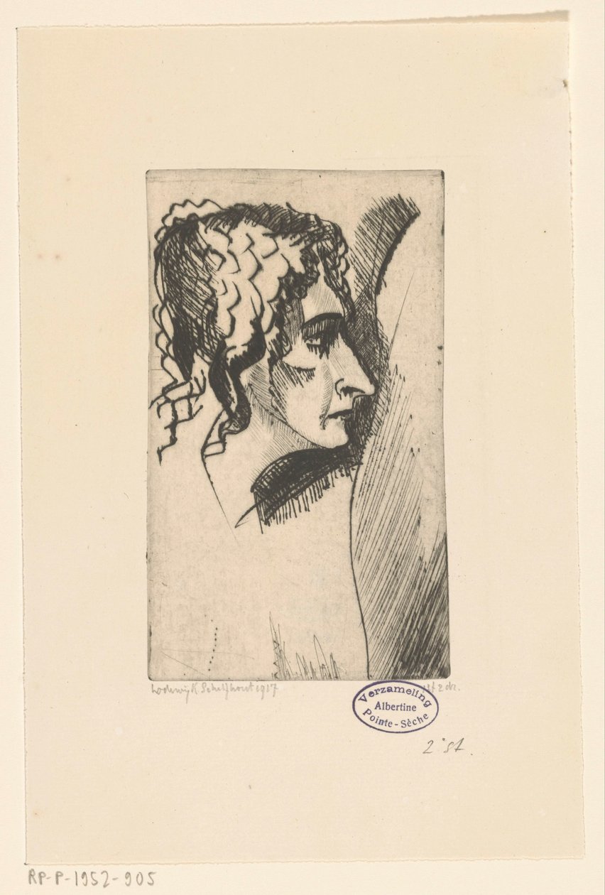 Hlava ženy Tête de femme IV (původní název) od Lodewijk Schelfhout (signed by artist)