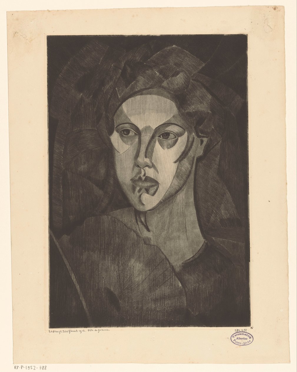 Hlava ženy Tête de femme I (původní název na objektu) od Lodewijk Schelfhout (signed by artist)
