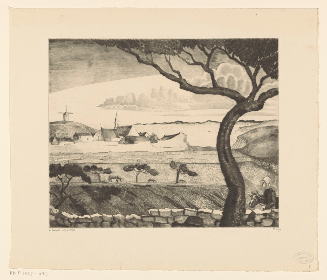 Pobřežní krajina s venkovskou silnicí St. Pierre (původní název) od Lodewijk Schelfhout (signed by artist)