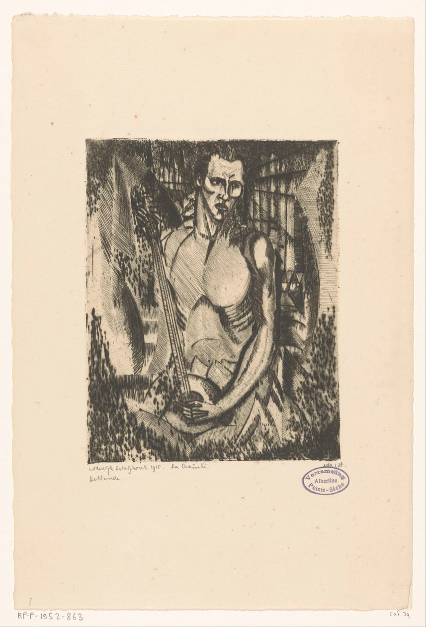 Muzikant La Crainte (původní název na objektu) od Lodewijk Schelfhout (signed by artist)