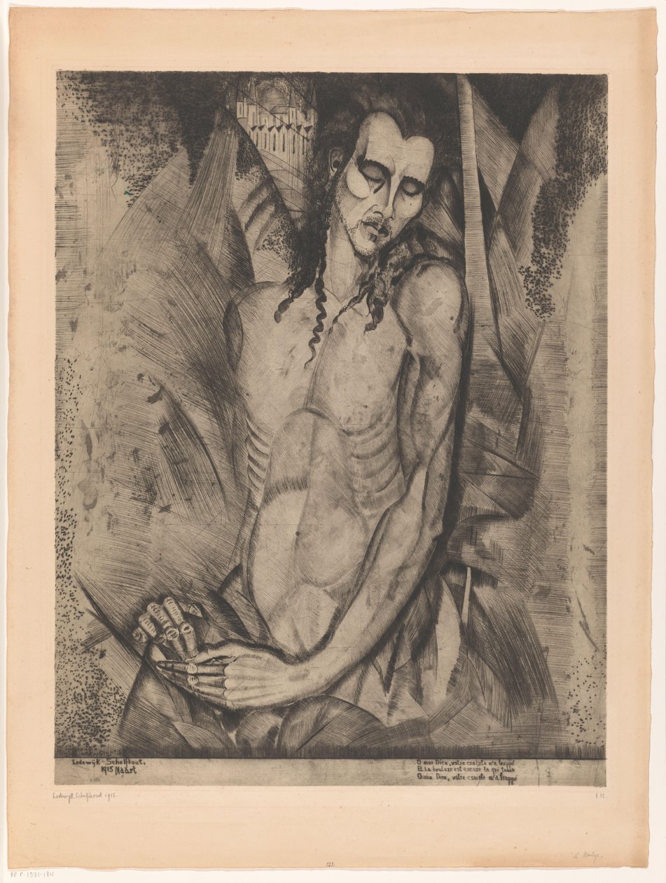Nahý muž se zavřenýma očima Le Martyr (původní název) od Lodewijk Schelfhout (signed by artist)