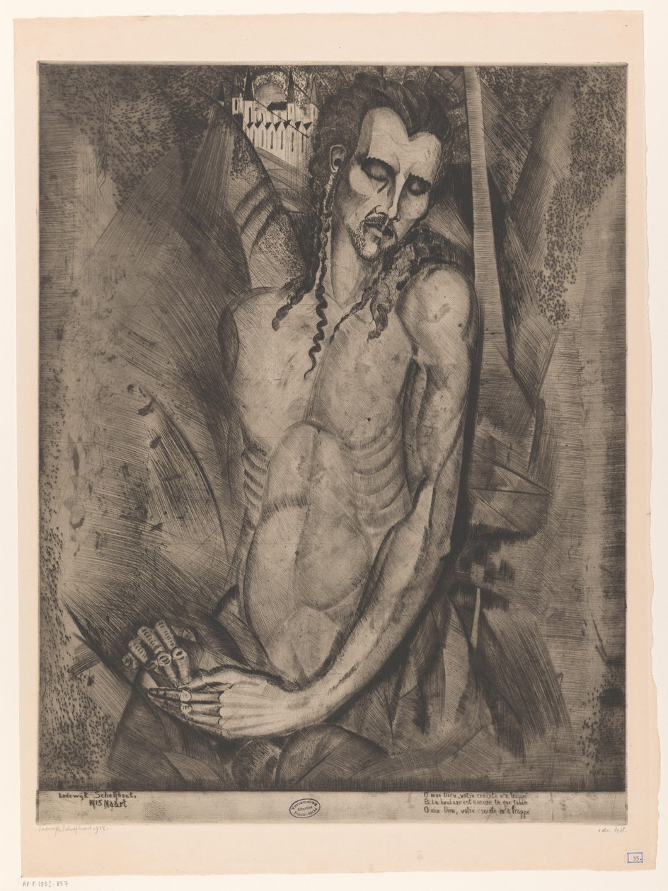 Nahý muž se zavřenýma očima Le Martyr (původní název) od Lodewijk Schelfhout (signed by artist)