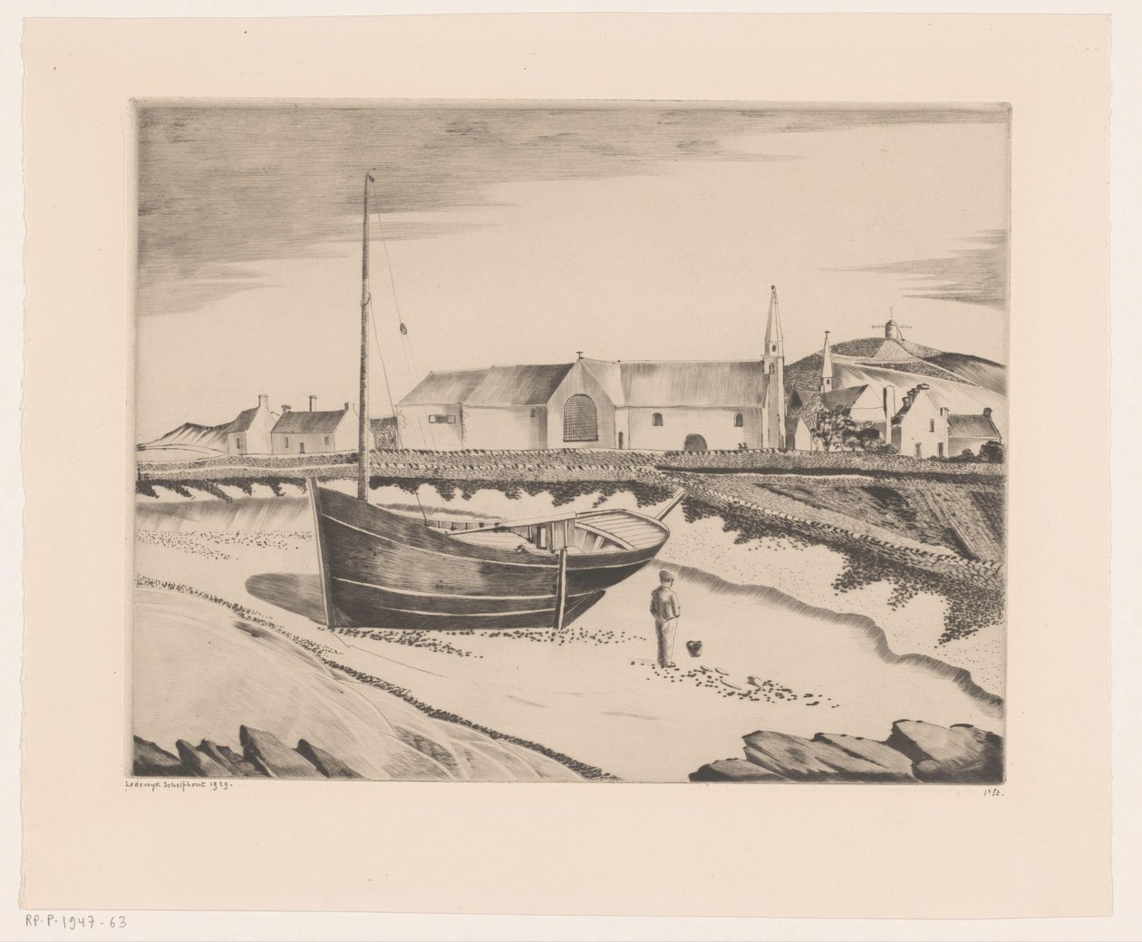 Pobřežní osada La Baie de St. Pierre (původní název) od Lodewijk Schelfhout (signed by artist)