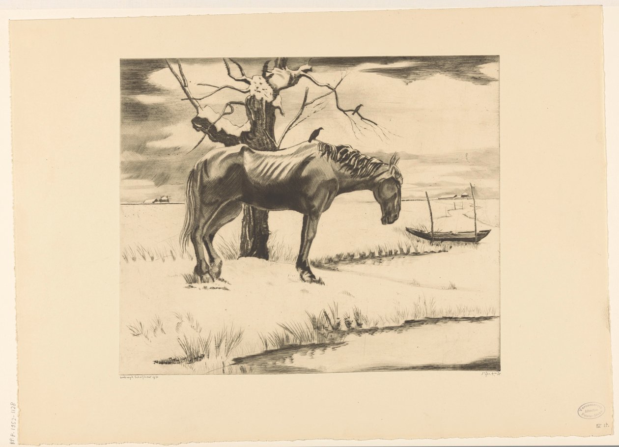 Kůň v zasněžené krajině Vieillesse (původní název) od Lodewijk Schelfhout (signed by artist)