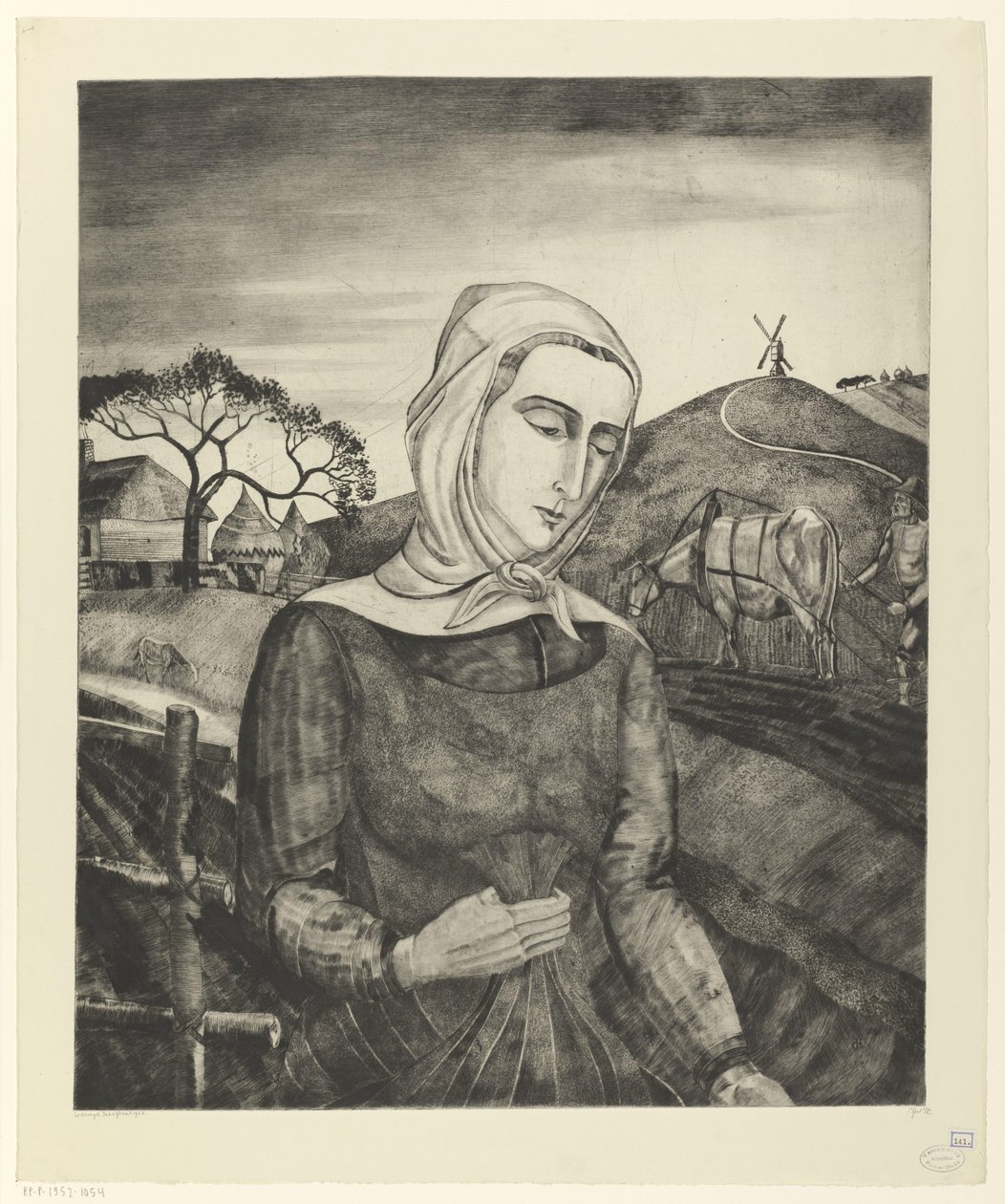 Vlámský farmář v kopcovité krajině Jeune fille Flamande (původní název) od Lodewijk Schelfhout (signed by artist)