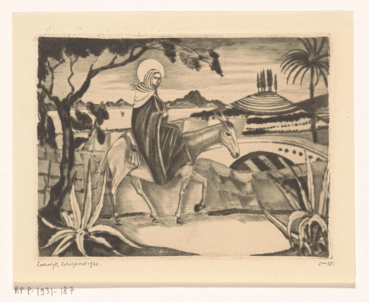 Let do Egypta La Fuite and Egypt II (původní název) od Lodewijk Schelfhout (signed by artist)