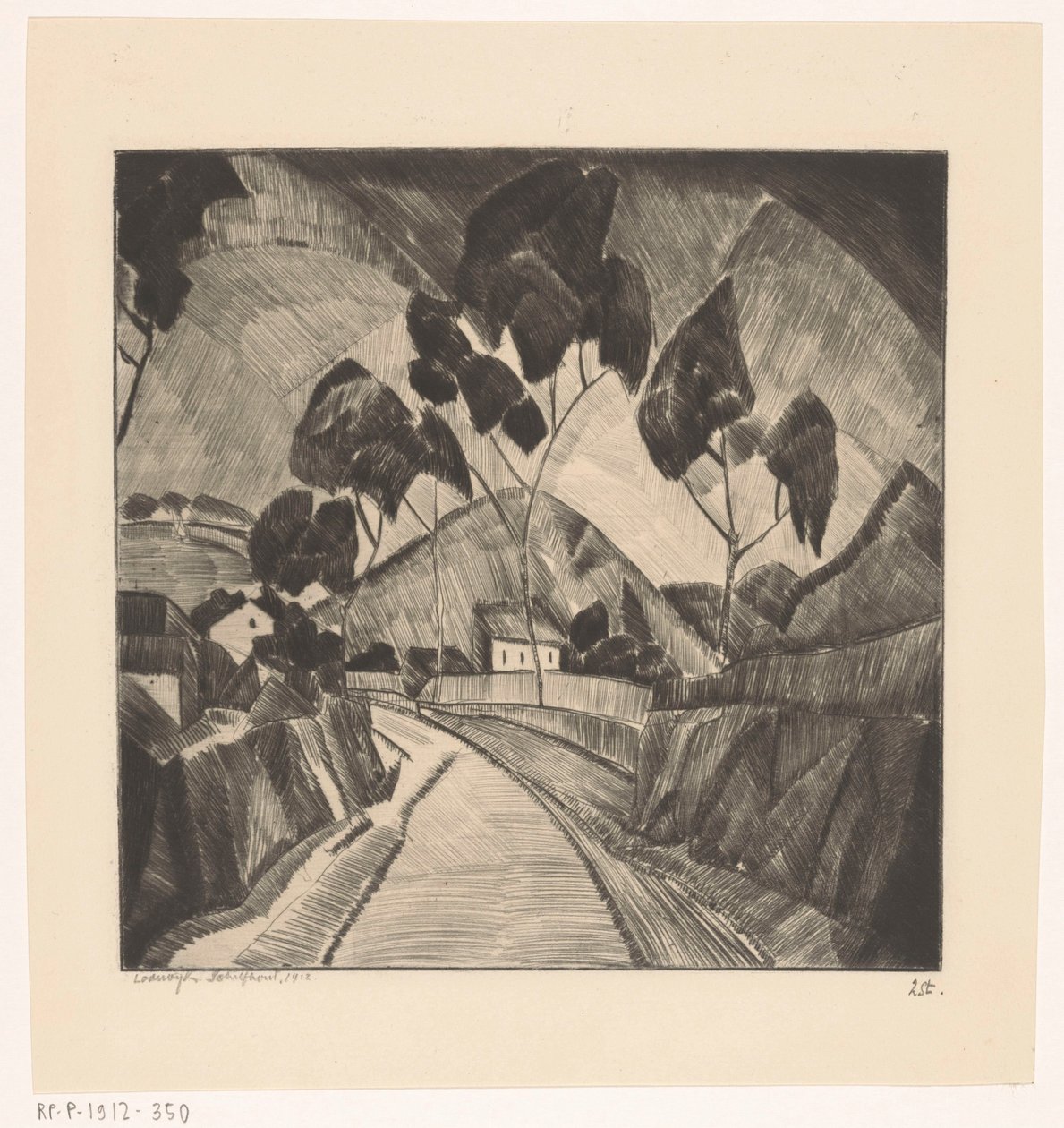 Silnice v kopcovité krajině Le Chemin (původní název) od Lodewijk Schelfhout (signed by artist)