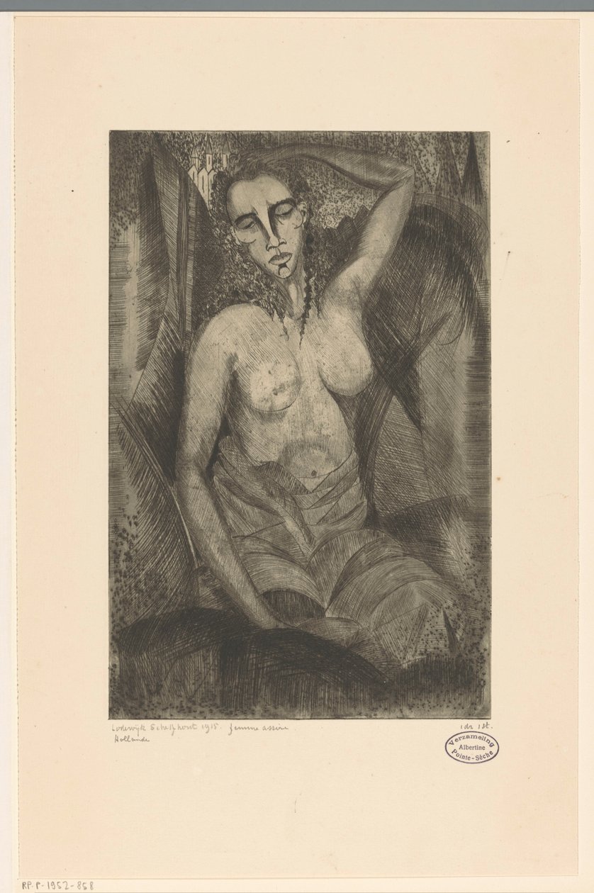 sedící žena Femme assise (původní název na objektu) od Lodewijk Schelfhout (signed by artist)
